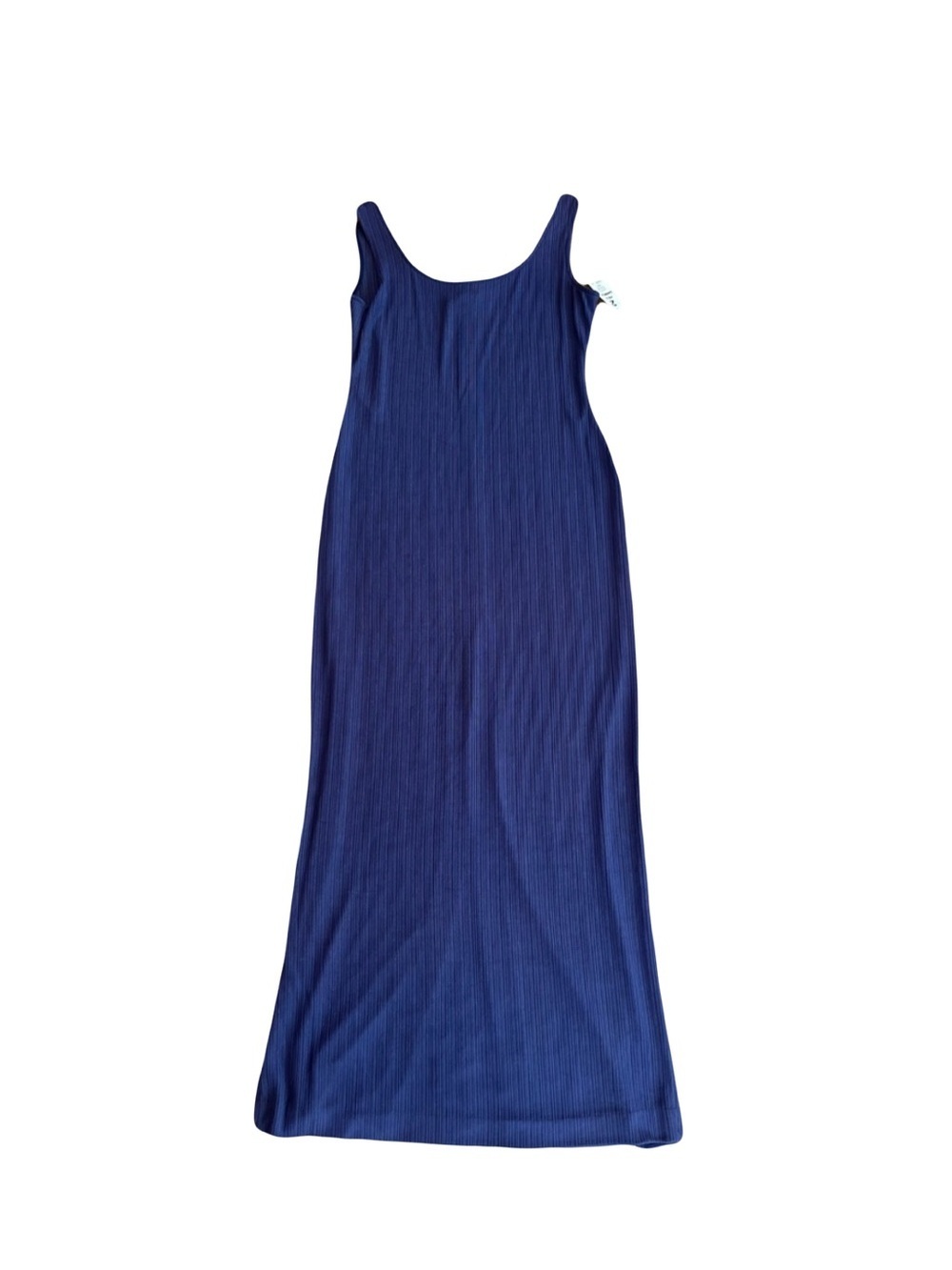 Vintage Alex Evenings Navy Ribbed Maxi Dress Sleeveless Minimalist Quiet Luxury